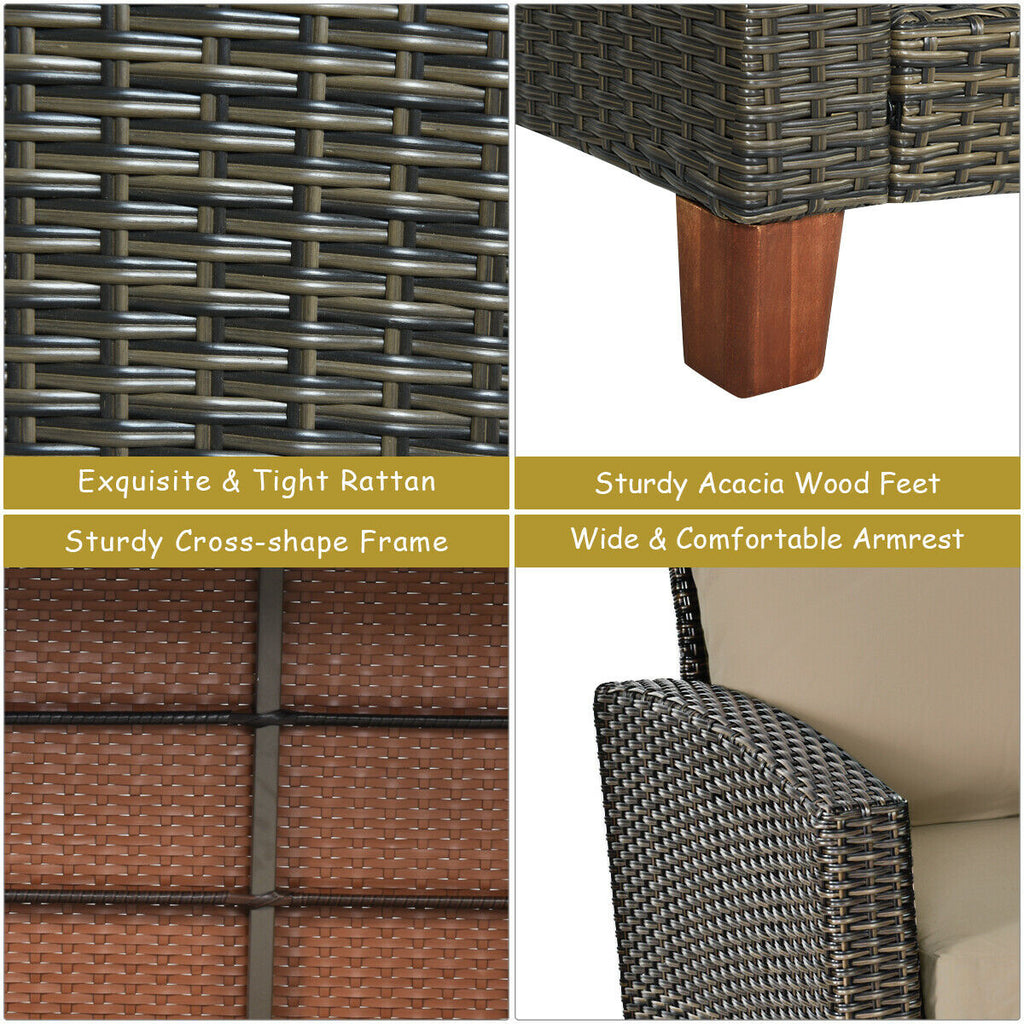 4-Piece Patio Rattan Furniture Set with Cushions