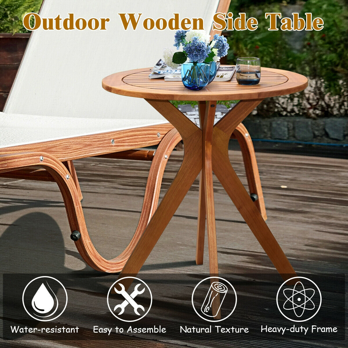 27" Round Eucalyptus Wood Bistro Table
