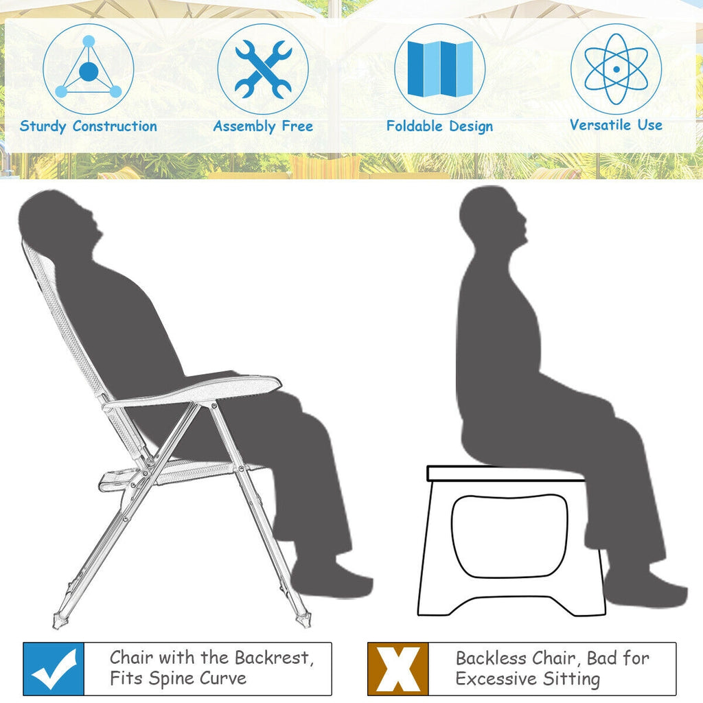 2 Pieces Outdoor Folding Patio Chairs with Adjustable Backrests for