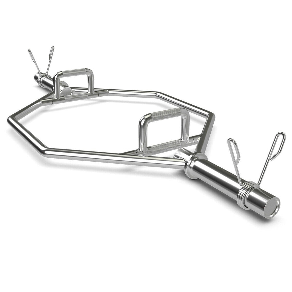 56 Inch Olympic Hexagon Deadlift Trap Bar with Folding Grips for 2-Inch Plates - Silver