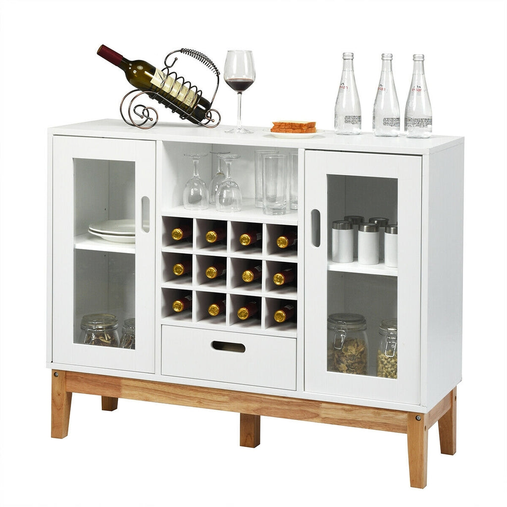 Wood Wine Storage Cabinet Sideboard - White
