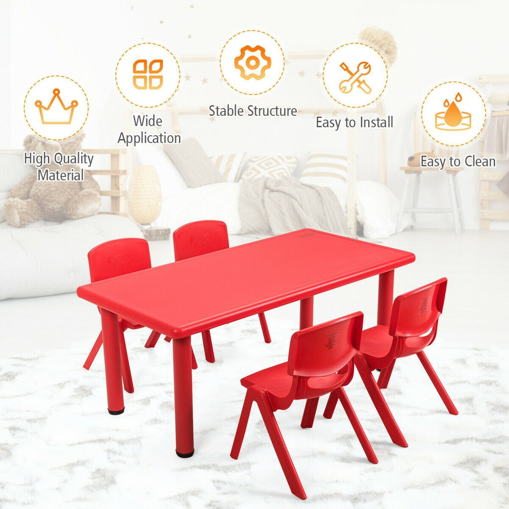Kids Plastic Rectangular Play and Learning Table - Red