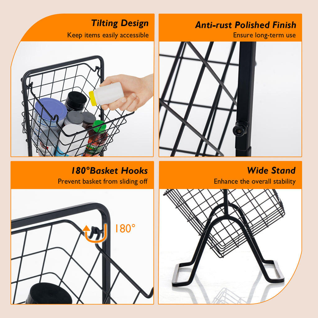 Adjustable 3-Tier Fruit Basket Stand for Kitchen & Organizing