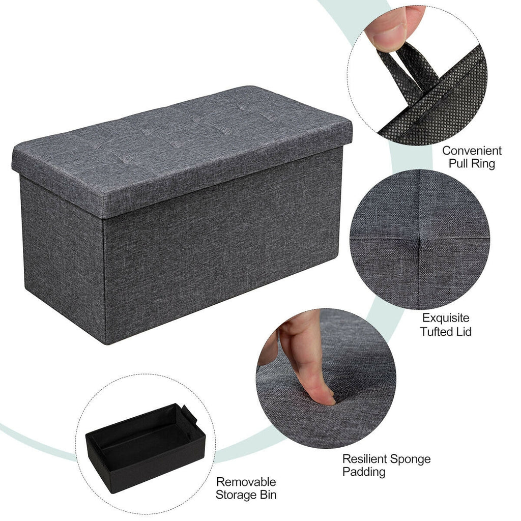 31.5" Storage Ottoman Footrest with Removable Bin - Dark Gray