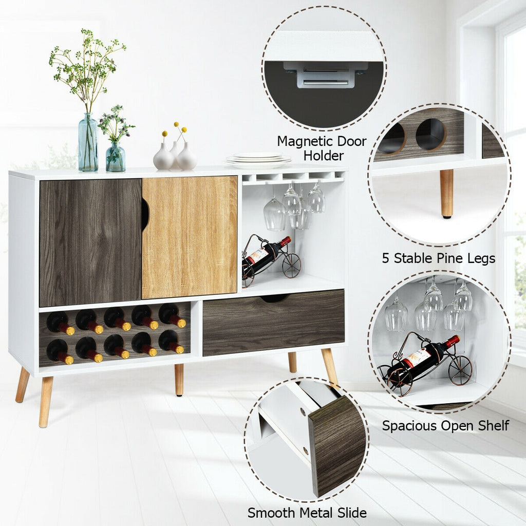 Mid-Century Sideboard with Wine Rack & Storage