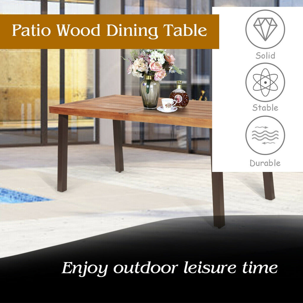 Acacia Wood Dining Table 67.5" x 32" with Umbrella Hole