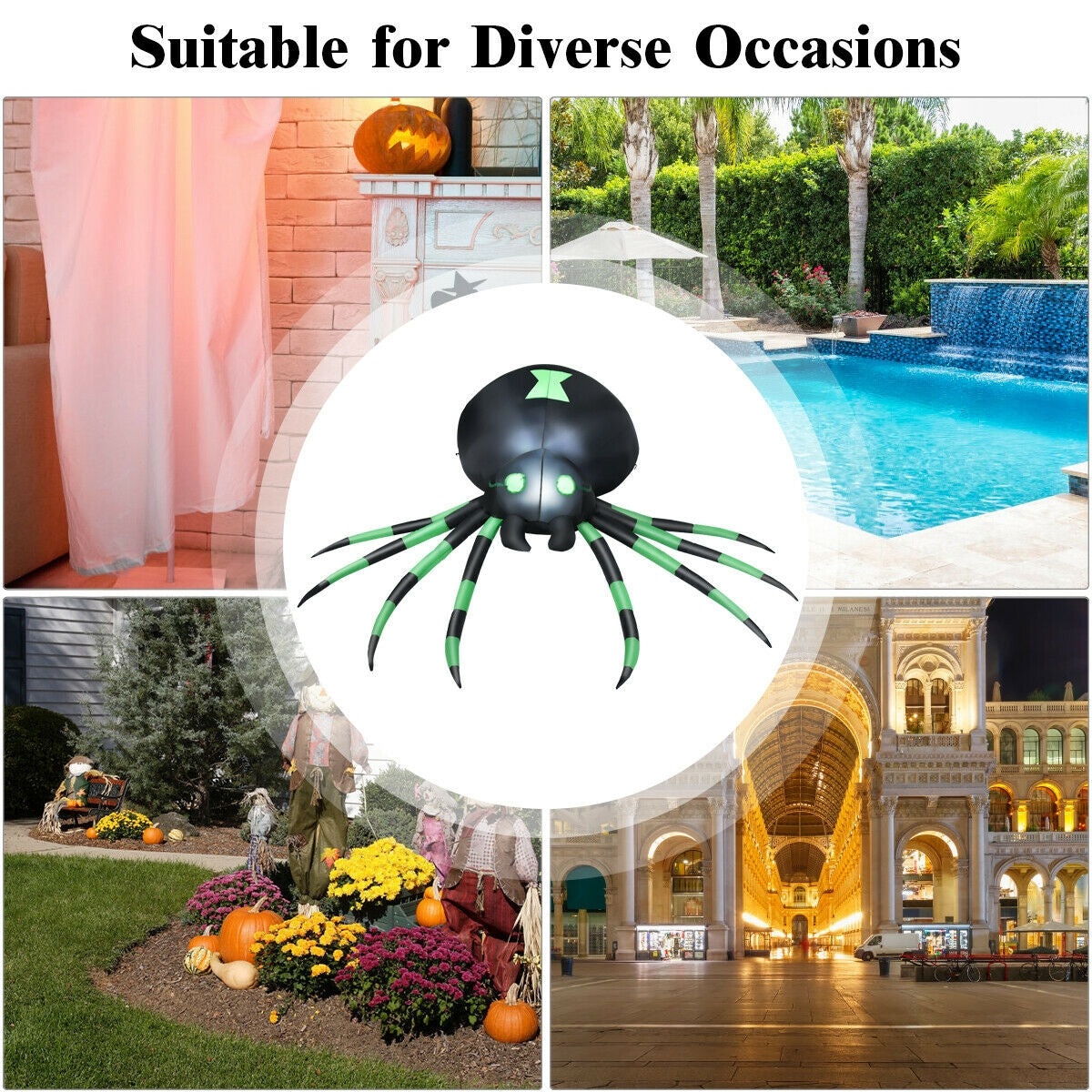 6 Feet Halloween Inflatable Blow-Up Spider - Weather-Resistant Outdoor Decor