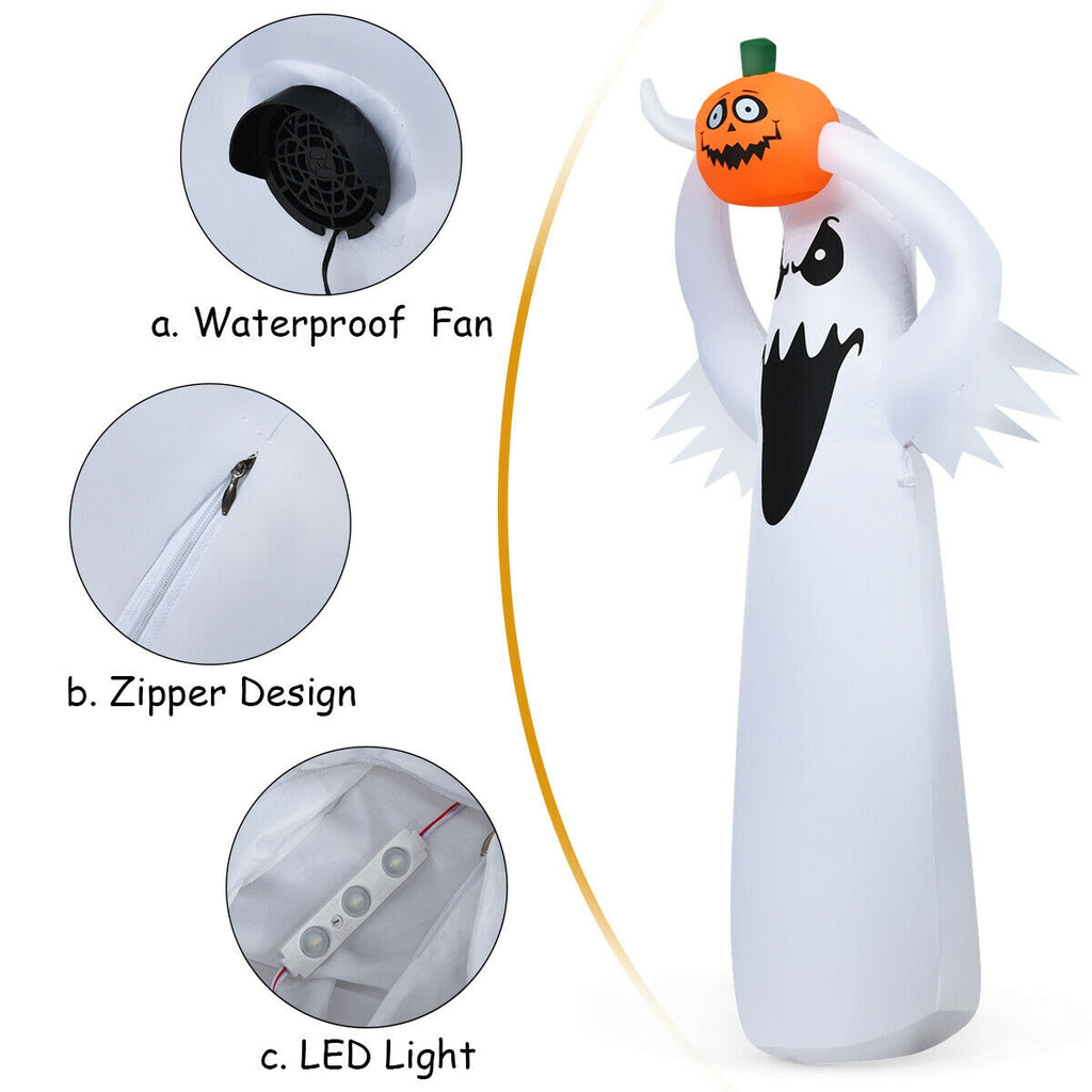 6 Feet Halloween Inflatable Ghost with Pumpkin and LED Lights - Outdoor Decor