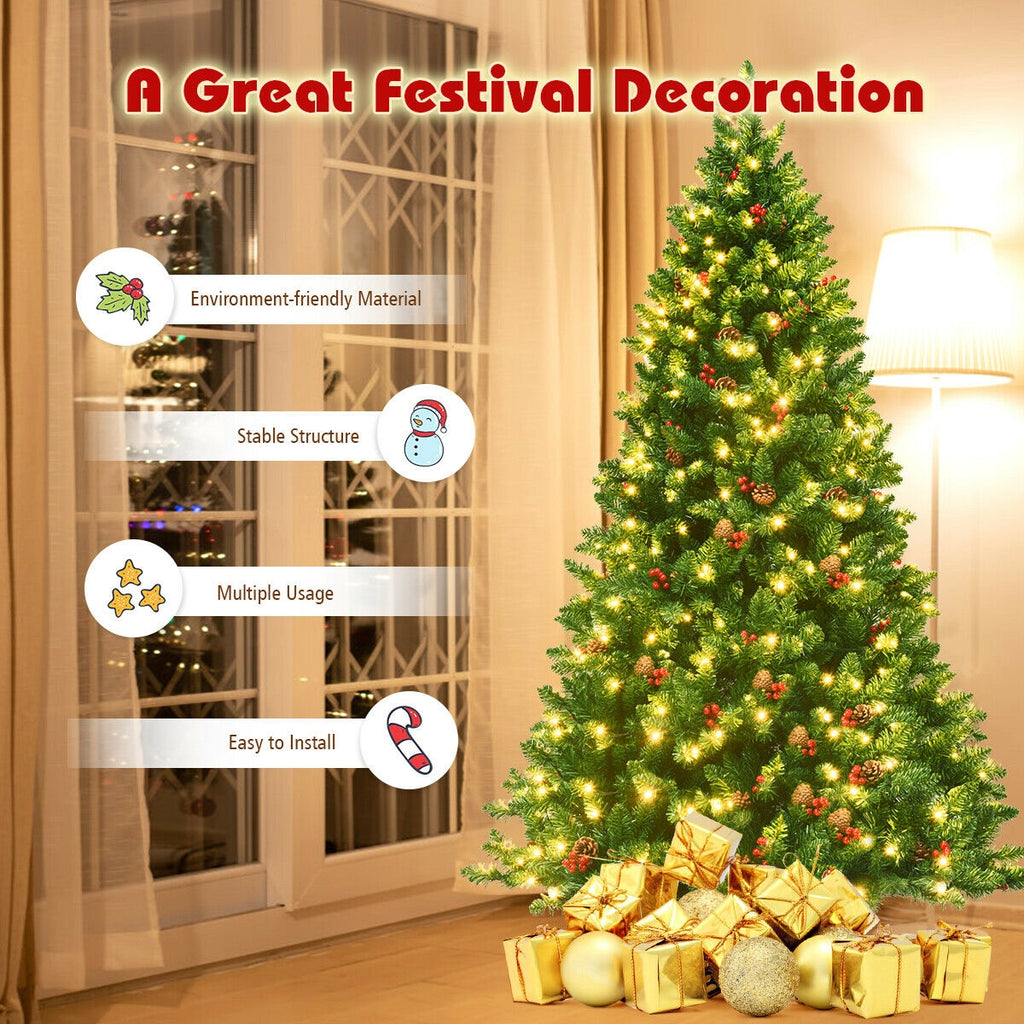 Pre-Lit 6.5ft Hinged Christmas Tree with LED Lights & Decor