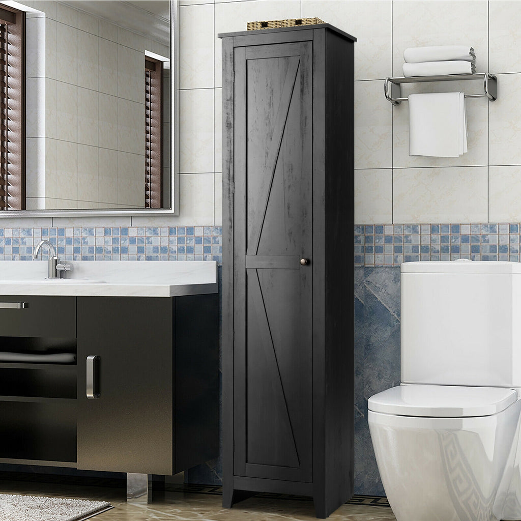 Tall Bathroom Storage Cabinet 4-Tier Black 72 Inch