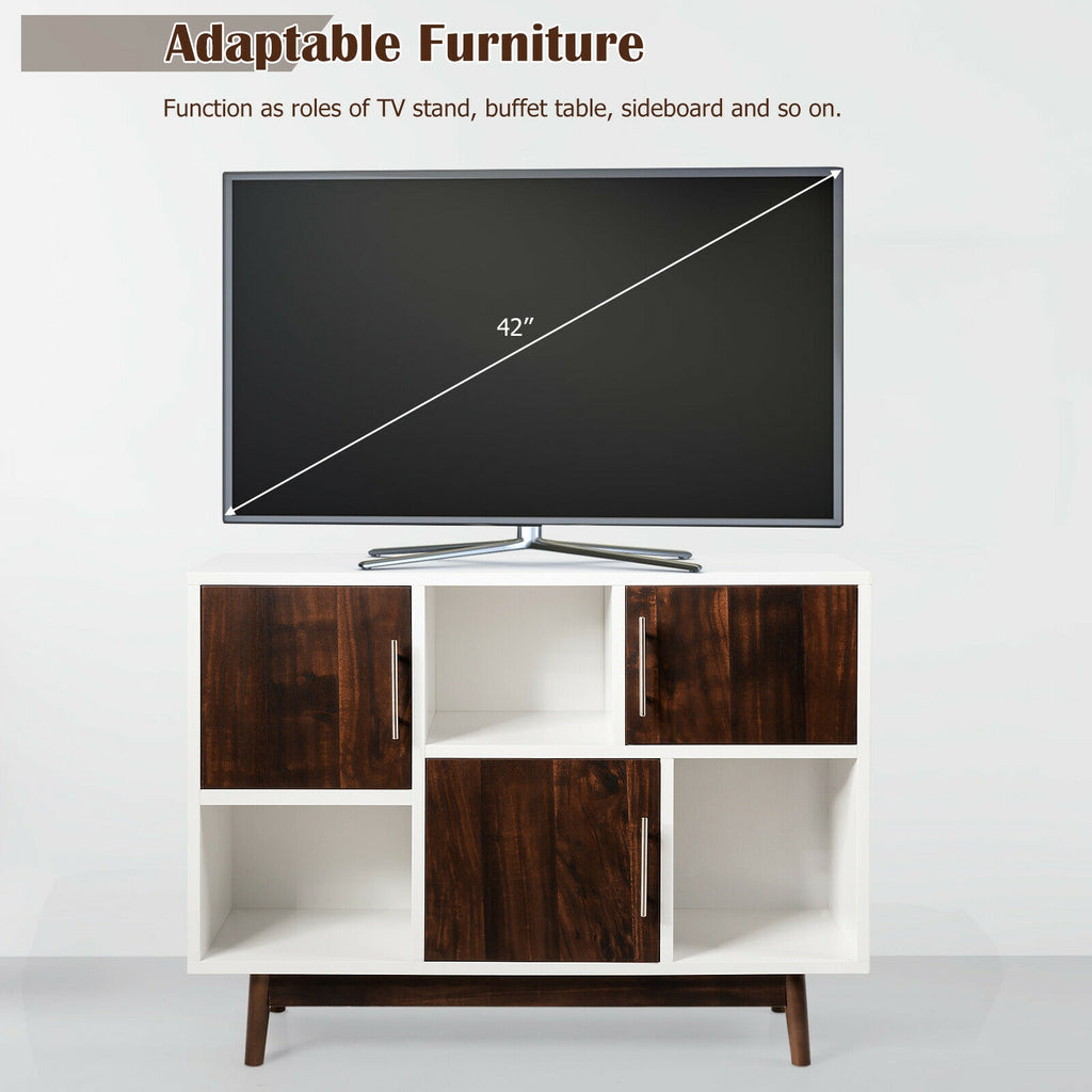 Wood Storage Sideboard with 6 Compartments - Rustic Brown