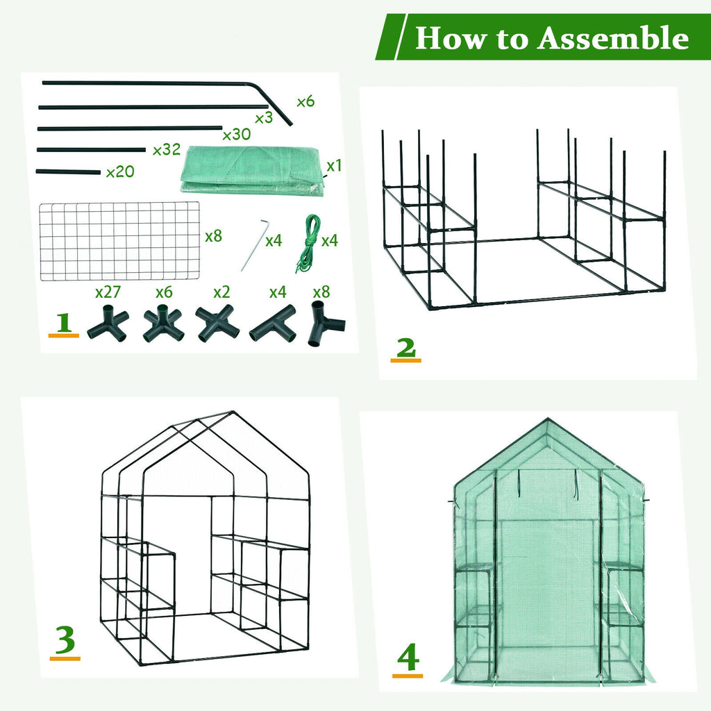 56 x 77 Inch Walk-in Greenhouse with Observation Windows