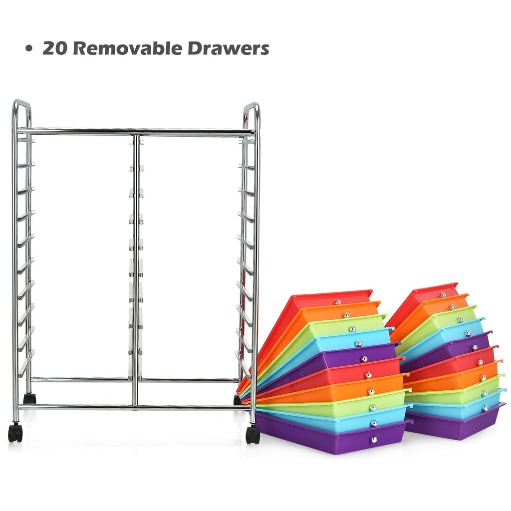 20-Drawer Rolling Storage Cart Organizer, Multicolor