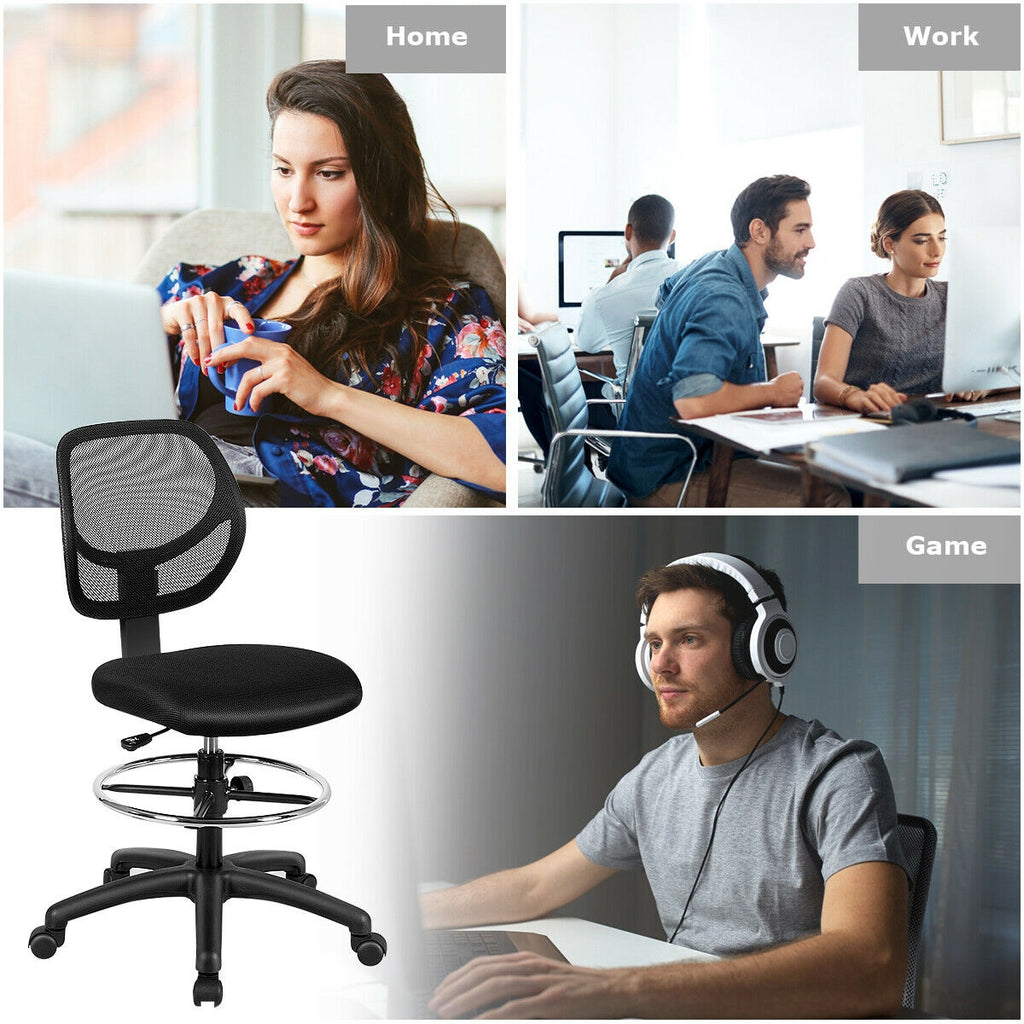 Adjustable Height Mesh Drafting Office Chair – Simple