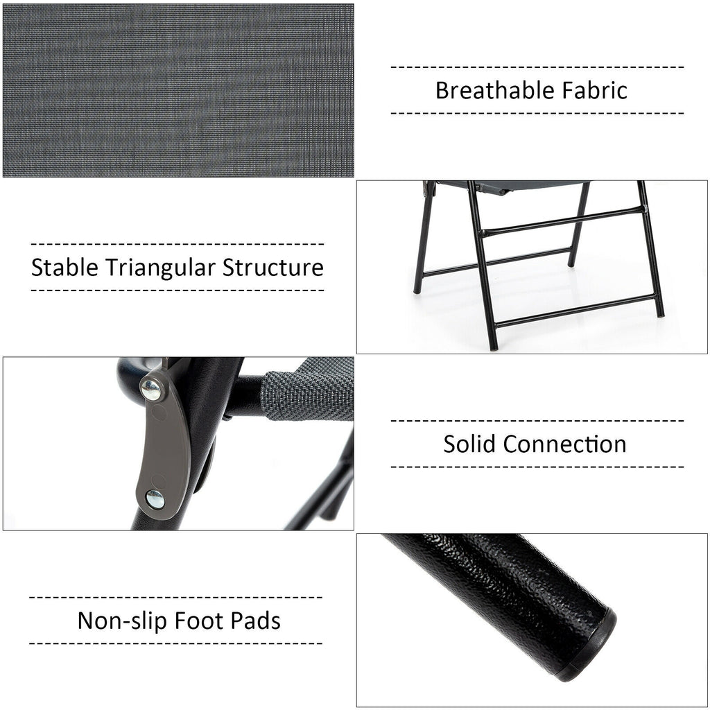 4 Pieces Portable Outdoor Folding Chair with Armrest