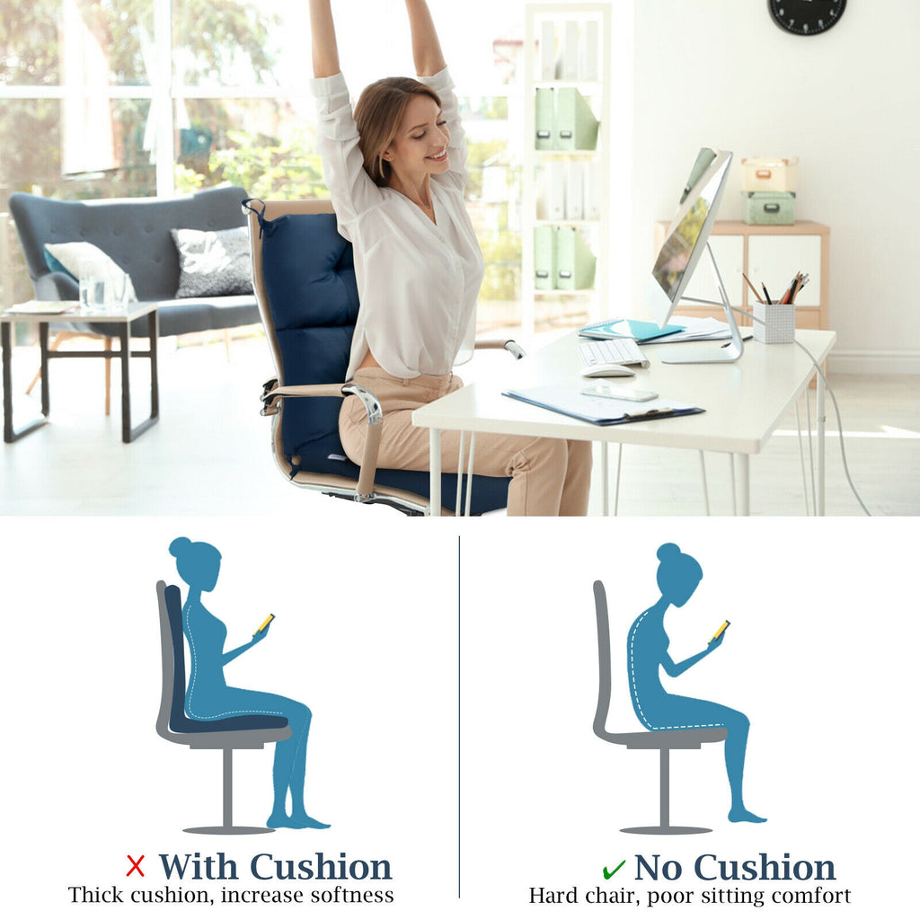 Tufted Patio High Back Chair Cushion with Non-Slip String Ties
