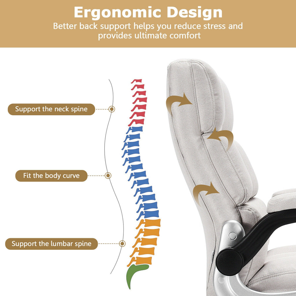 Adjustable Swivel Office Chair with High Back and Flip-up Arm for Home