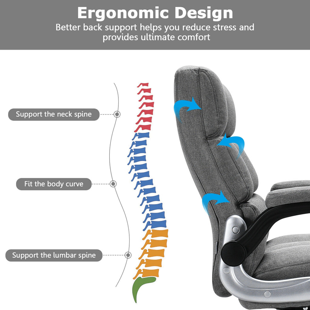 Adjustable Swivel Office Chair with High Back and Flip-up Arm for Home