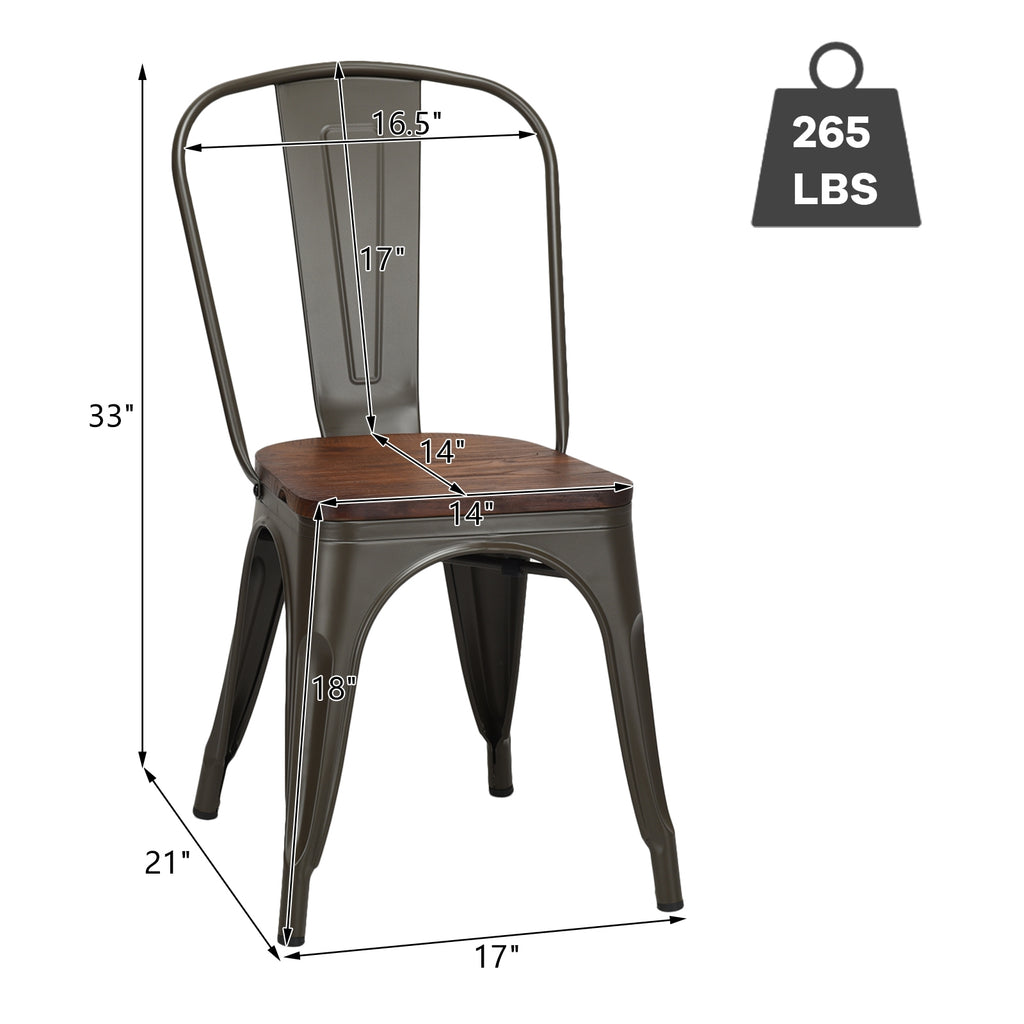 Stackable Metal Dining Chair Set of 4, Dark Green