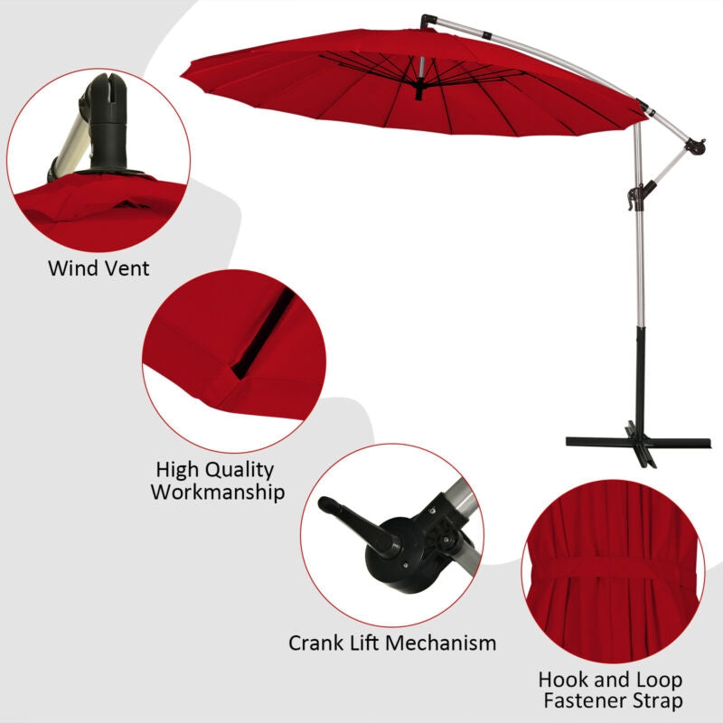 10 Feet Patio Offset Umbrella Market Hanging for Backyard Poolside