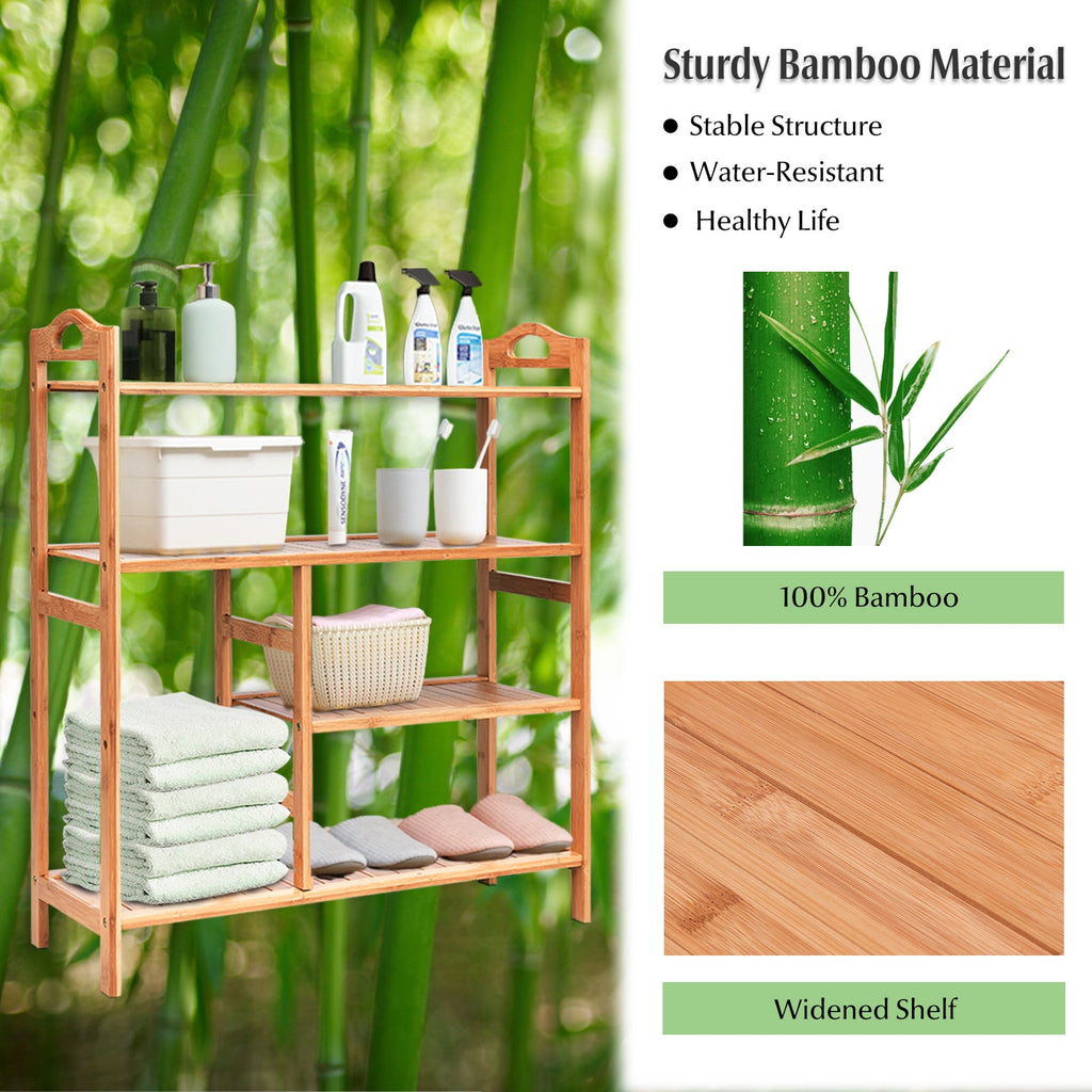 4 Tier Bamboo Shoe Rack Storage Organizer