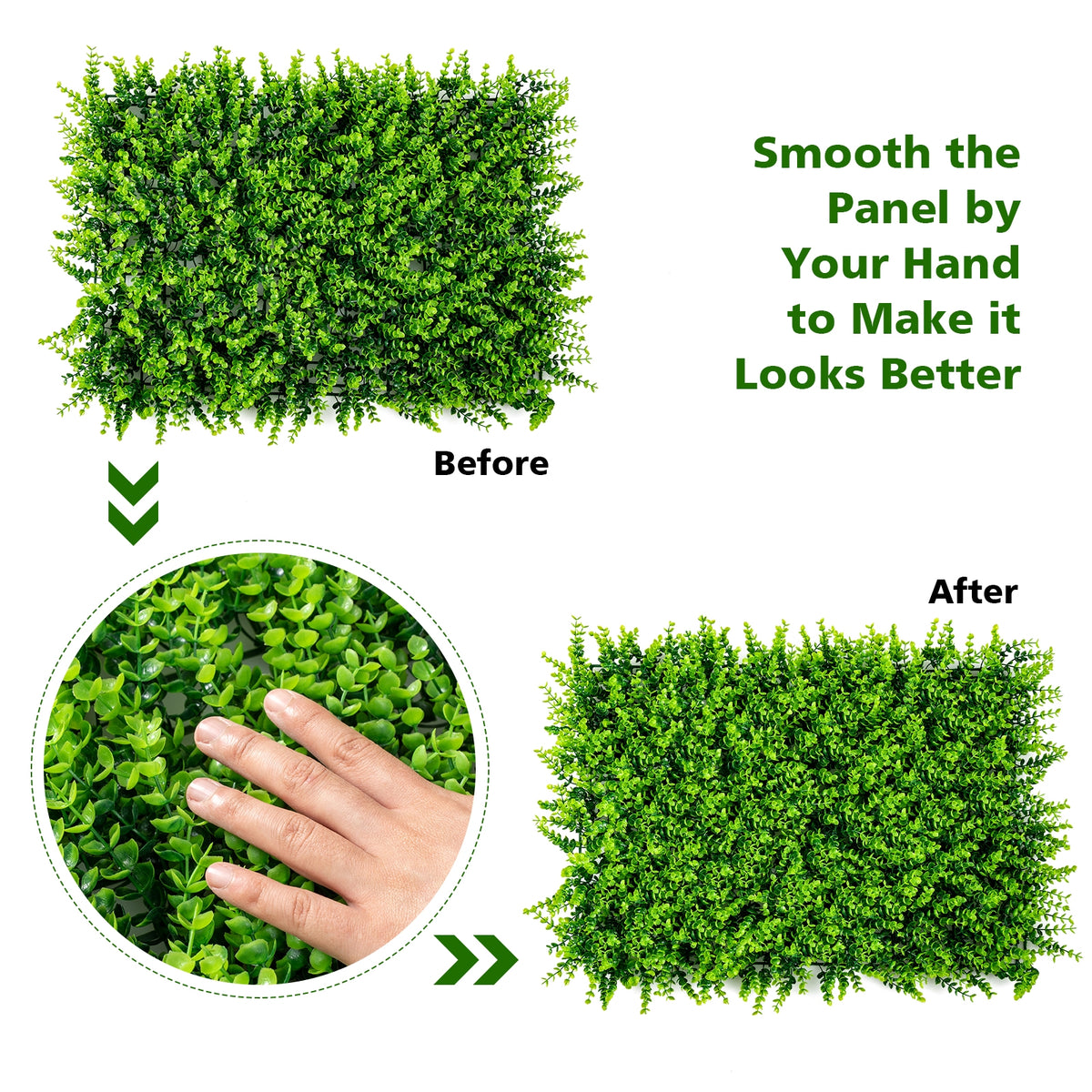 Artificial Eucalyptus Hedge Fence Panels - 16x24 Inch Privacy Screen Set of 12