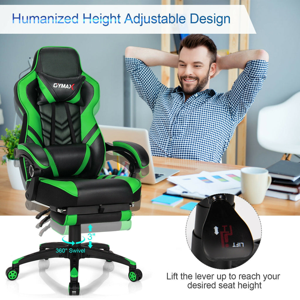 Adjustable Gaming Chair with Footrest for Home Office