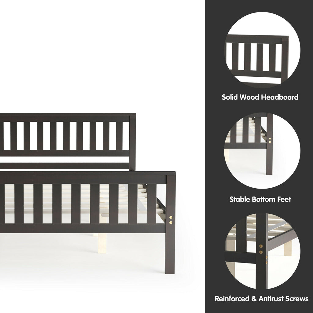 Wood Platform Bed with Headboard – Queen Size