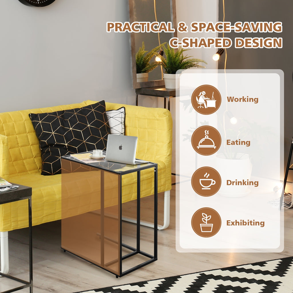 Sofa End Table Coffee Side Table - Glass Top