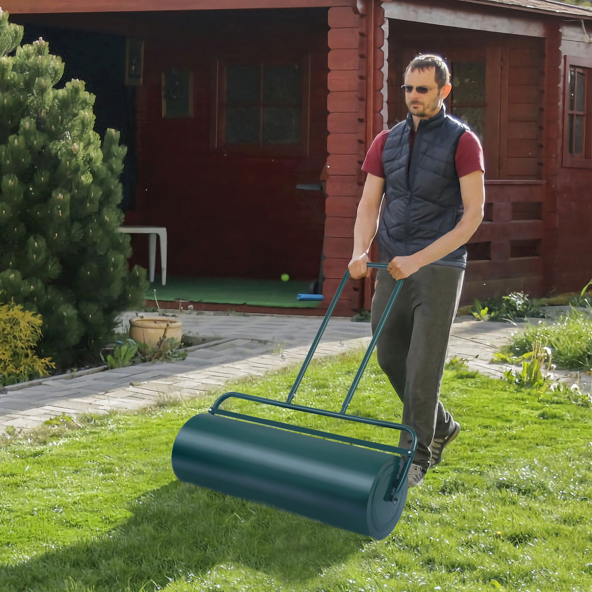 36 x 12 Inch Push Lawn Roller Water Filled - Green