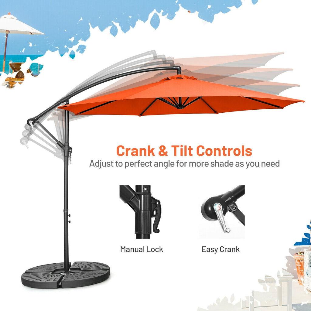 10 x 8 Feet Cantilever Umbrella with 8 Ribs - Orange