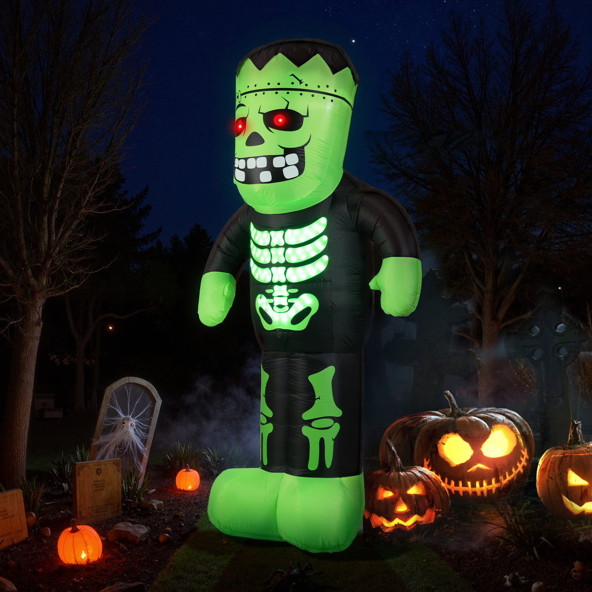 Inflatable Halloween Frankenstein Decoration - 8.4 Feet Tall with Glowing Eyes & LED Lights - Variation of This Listing