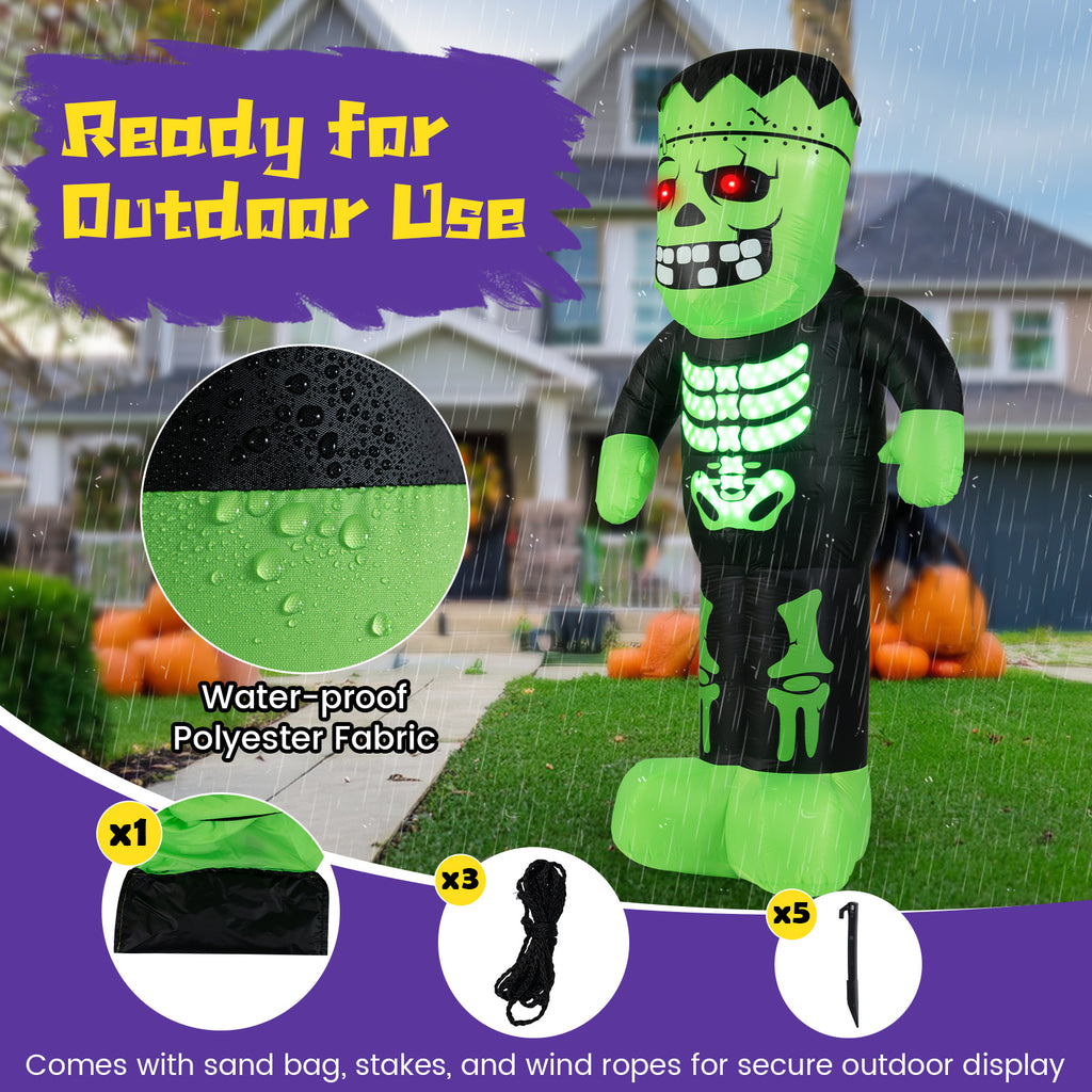 Inflatable Halloween Frankenstein Decoration - 8.4 Feet Tall with Glowing Eyes & LED Lights - Variation of This Listing