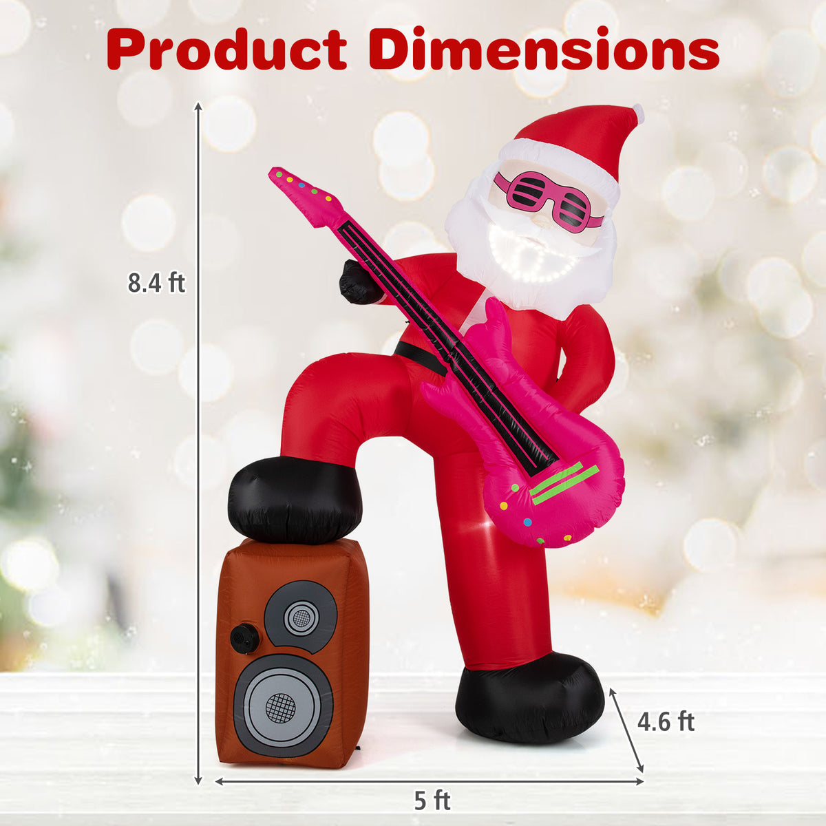 Inflatable Santa Claus with Sound-Activated Light and LED Lights - 8.4 ft