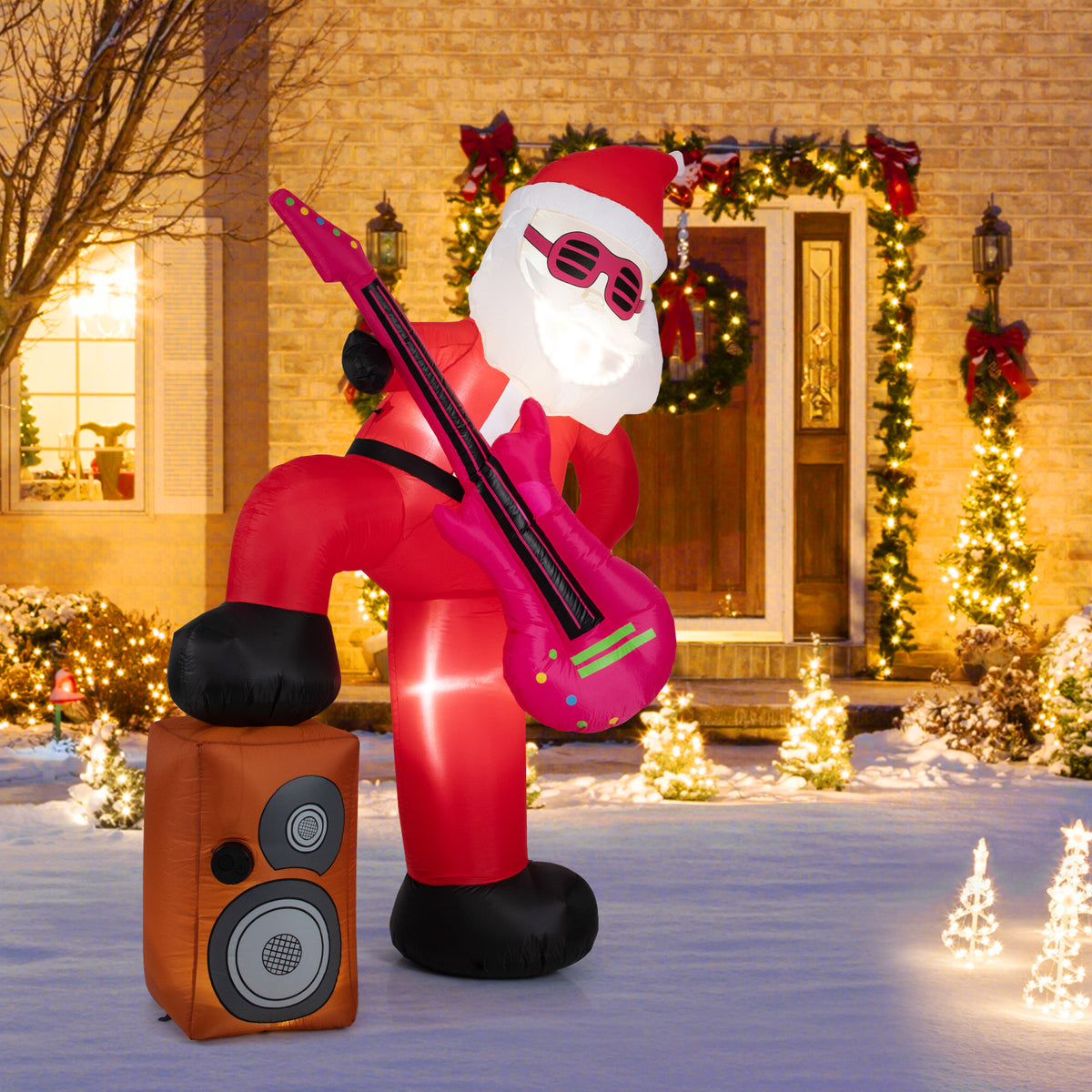 Inflatable Santa Claus with Sound-Activated Light and LED Lights - 8.4 ft