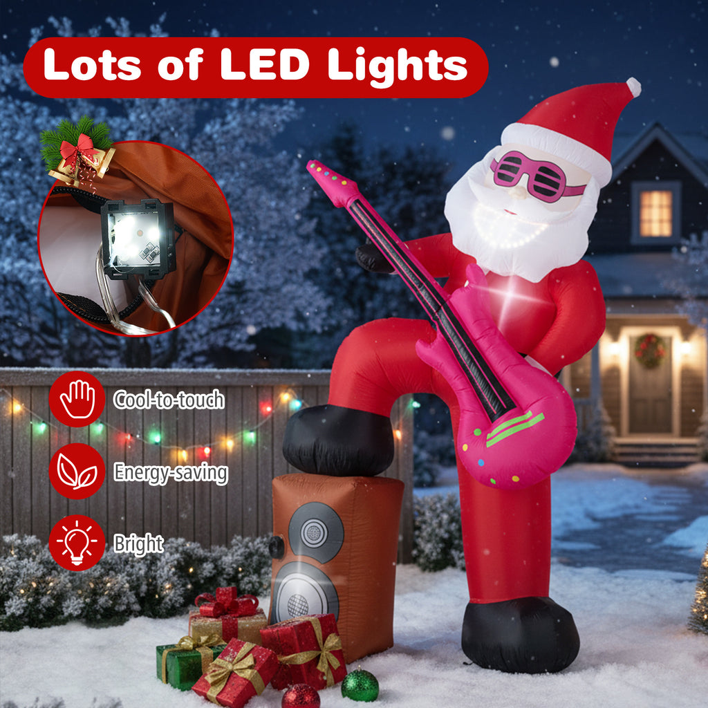 Inflatable Santa Claus with Sound-Activated Light and LED Lights - 8.4 ft