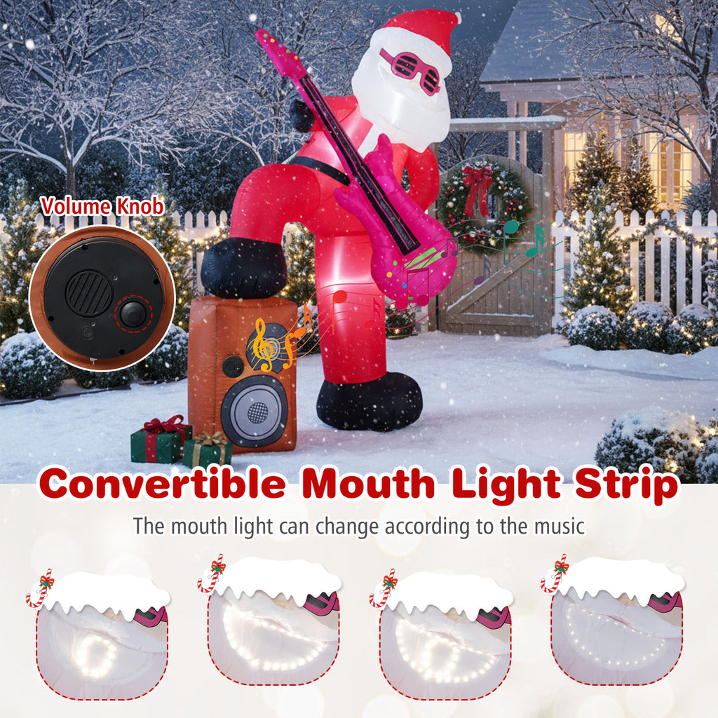 Inflatable Santa Claus with Sound-Activated Light and LED Lights - 8.4 ft