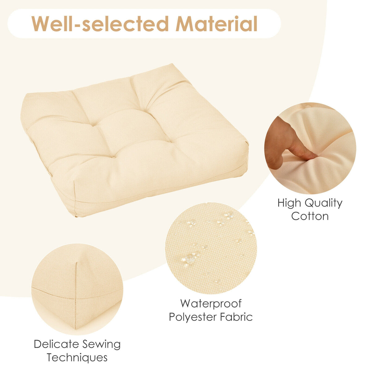 21" Patio Chair Seat Cushion Set of 2 - Beige