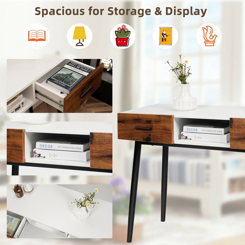 42 Inch Industrial Console Table with 2 Drawers