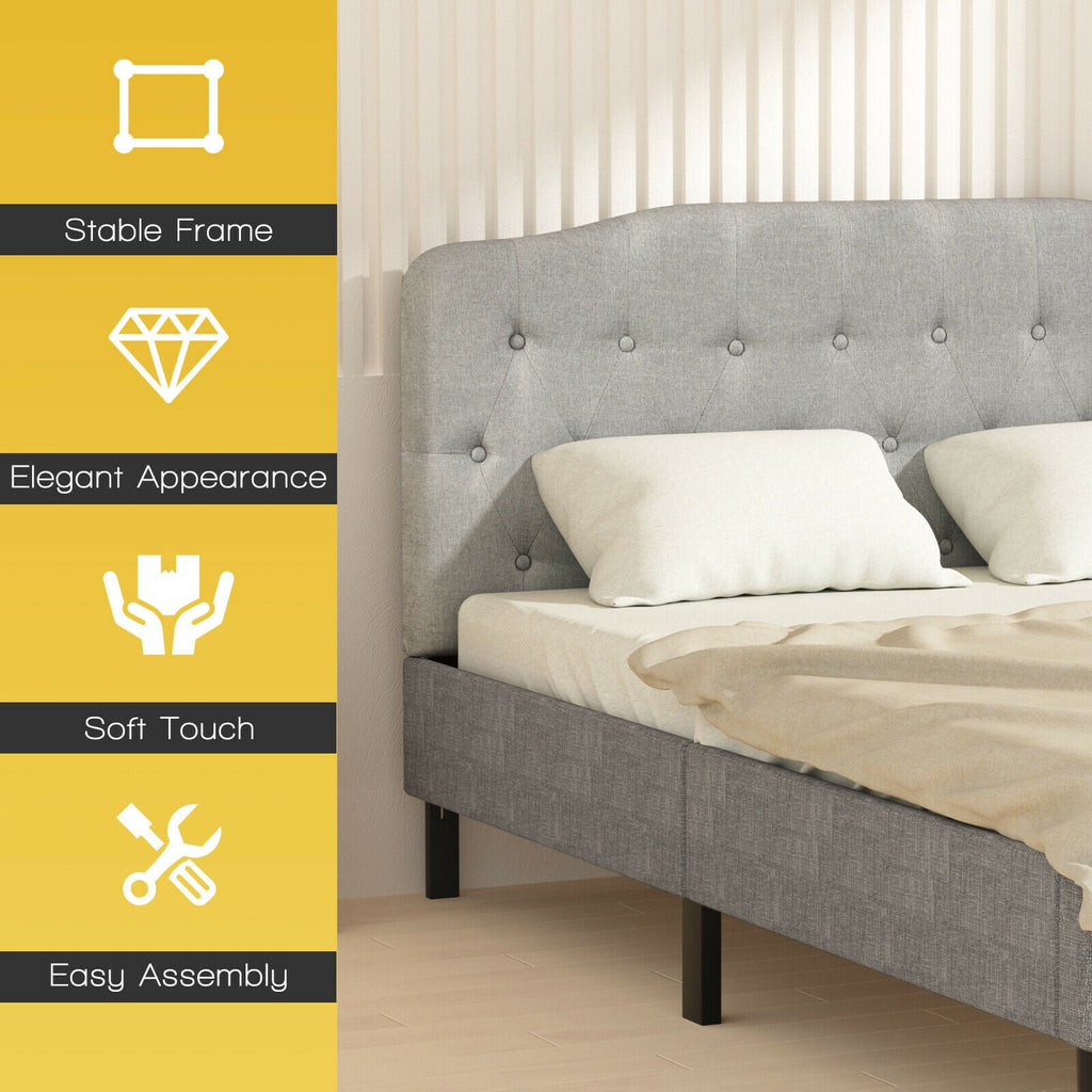 Queen Size Upholstered Headboard - Light Gray, Adjustable