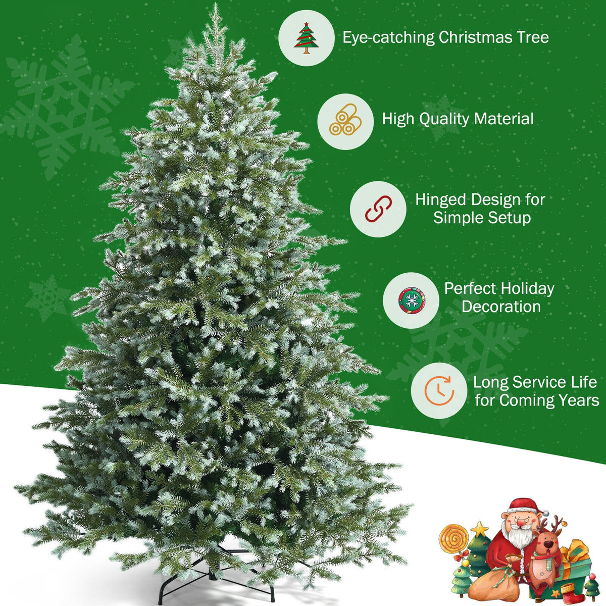 7 Ft Artificial Christmas Tree with 1260 Tips, Dense PE & PVC Branches, Space-Saving Hinged Design