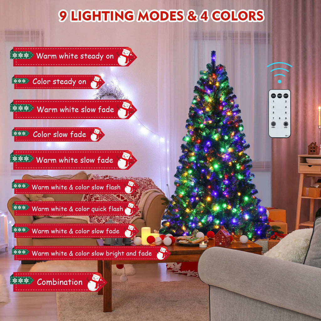 6 Ft Artificial Christmas Tree with Remote Color-Changing LED Lights