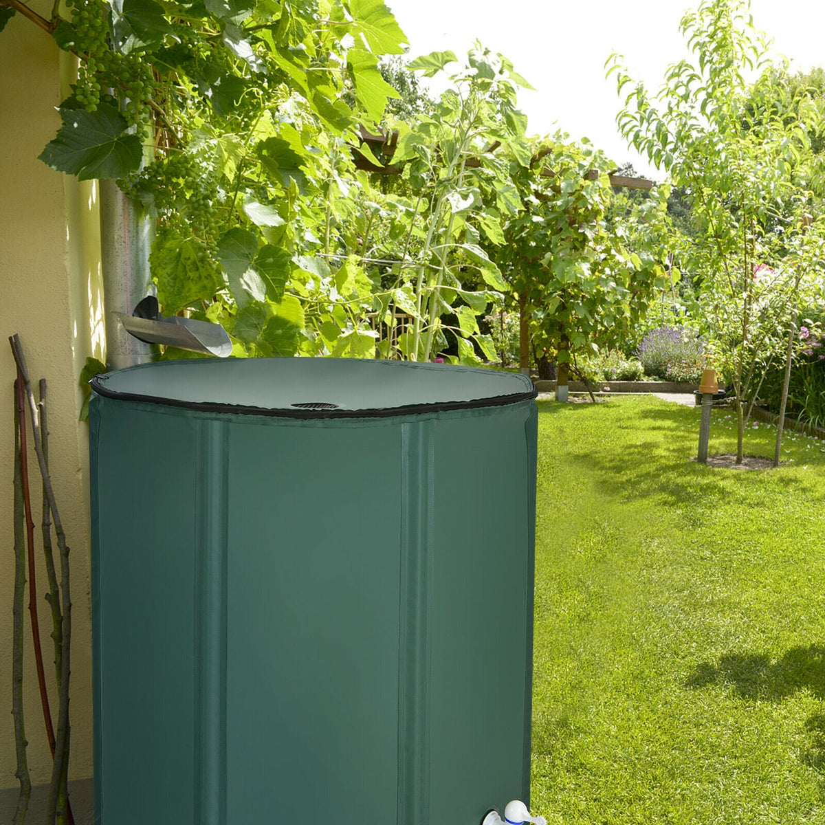 100 Gallon Portable Rain Barrel Water Collector Tank with Spigot