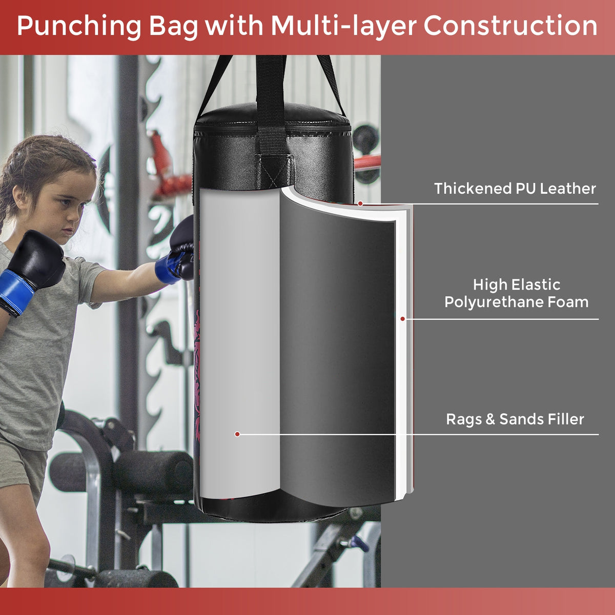 Kids Boxing & Skipping Rope Set with Punch Bag & Gloves - Teenager 24 Inch Variation