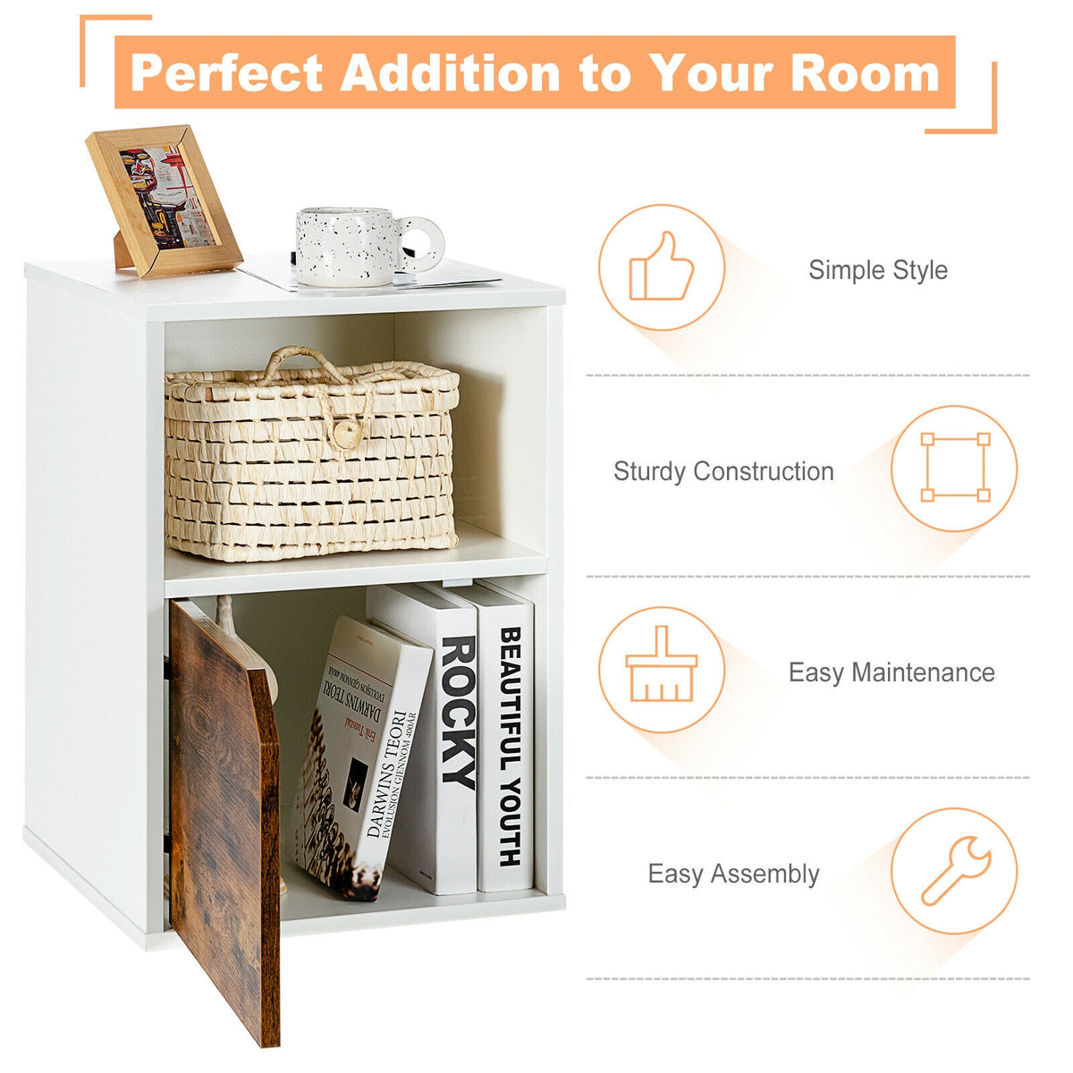 Set of 2 Nightstands with Storage – White