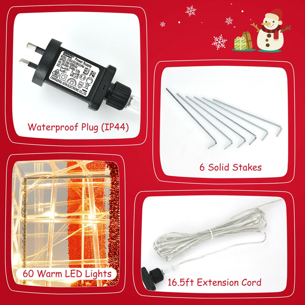 Set of 3 Christmas Lighted Gift Boxes Decorations with 60 LED Lights - Indoor & Outdoor