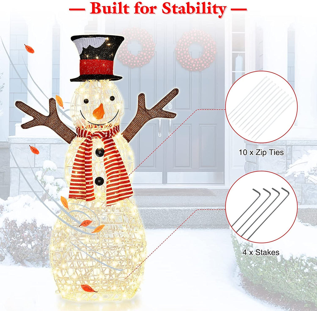 Indoor/Outdoor Christmas Snowman Lighted Decoration - Warm Light, 80 LEDs