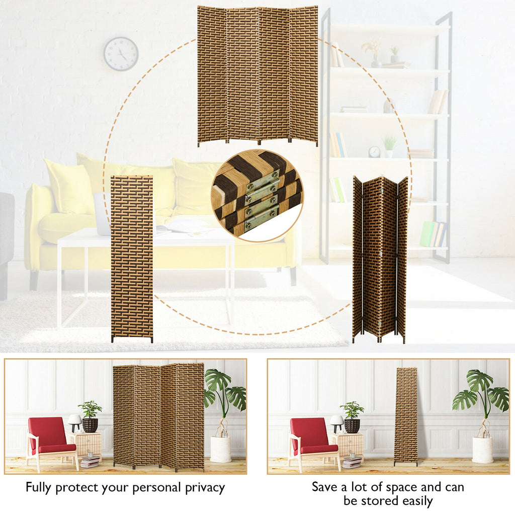 Yellow 4 Panel Folding Privacy Room Divider with Rustproof Hinges