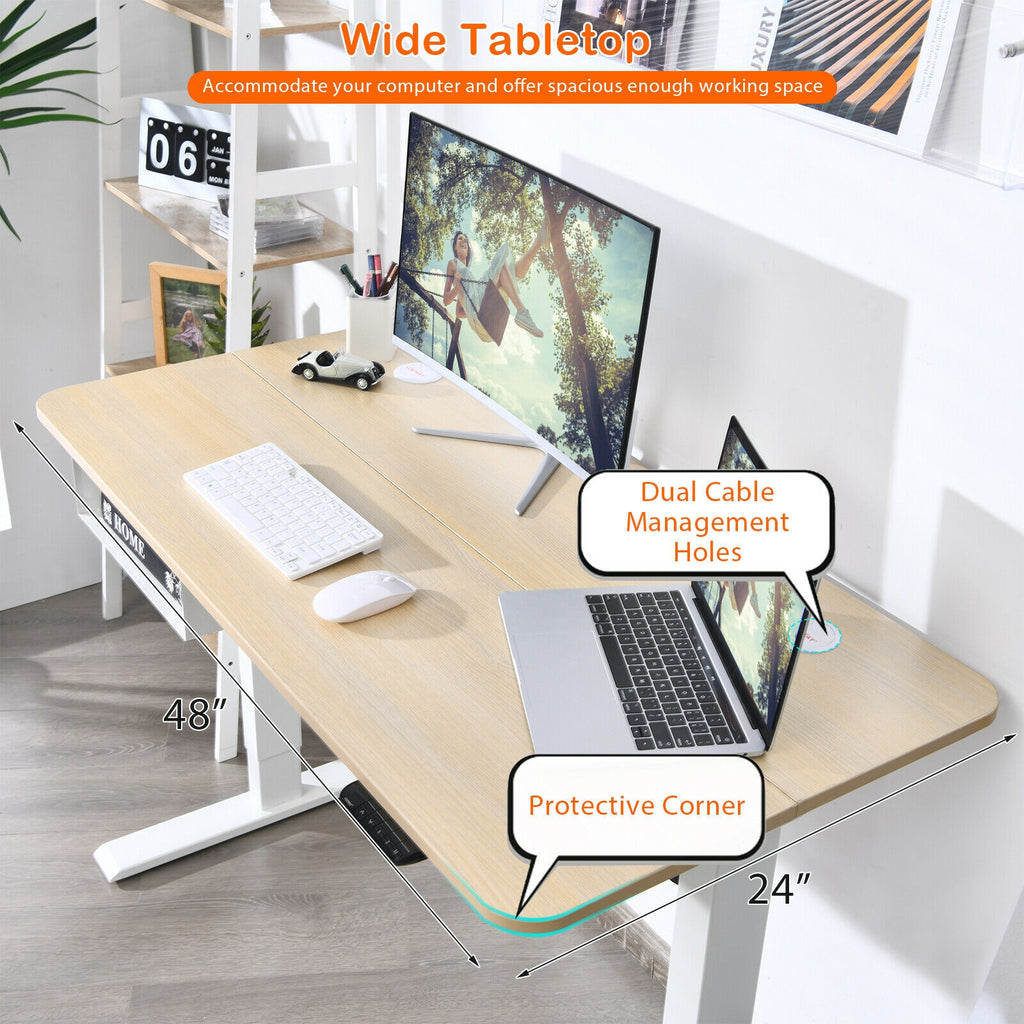 48-Inch Electric Standing Desk, Adjustable Height – Beige