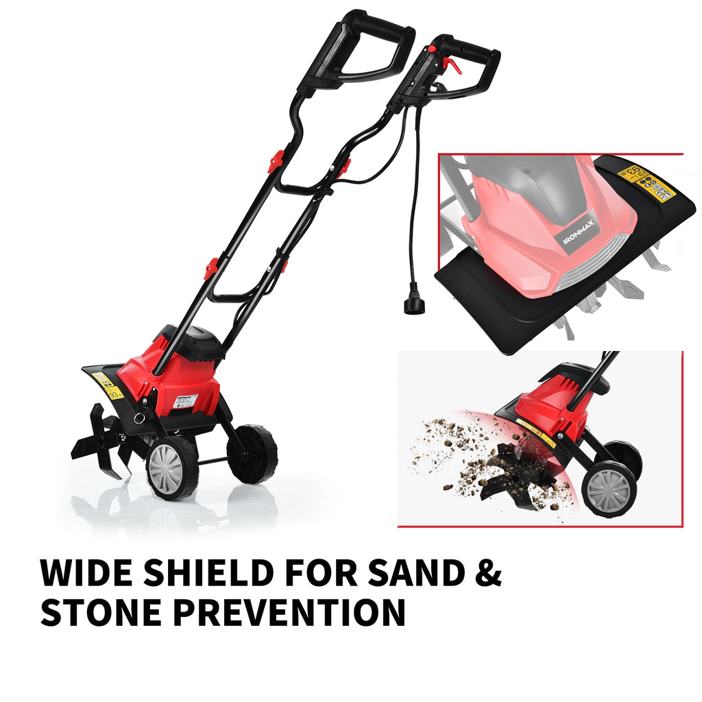14/17 Inch 10 Amp Corded Electric Tiller and Cultivator with 9-Inch